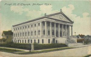 St Paul Minnesota~8 Columns 'Fore First United Methodist Episcopal~1910 Postcard
