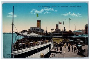 An Everyday Scene In Summer Detroit Michigan MI Ship Passenger Vintage Postcard