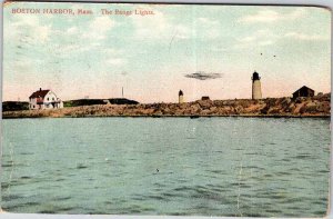 Postcard LIGHTHOUSE SCENE Boston Massachusetts MA AM7140