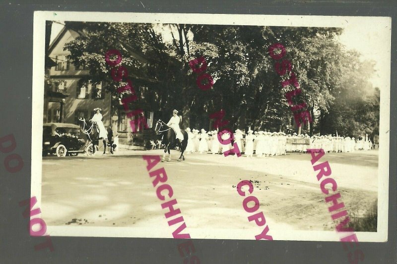 RPPC c1910 WOMEN'S RIGHTS MARCH Parade GIANT AMERICAN FLAG Social History 