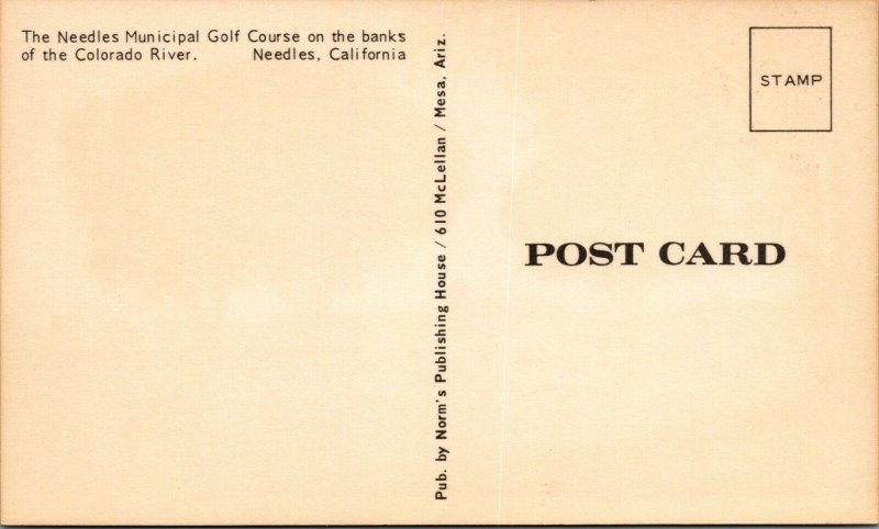 c1970s municipal golf course Needles California Colorado River postcard B352 