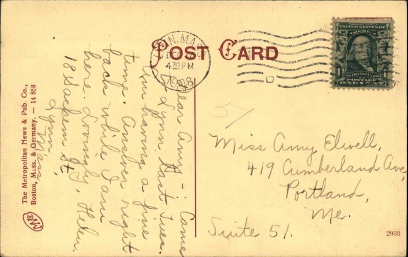 Lynn Massachusetts MA Street Scene Central Sq Drug Store c1920s-30s Postcard