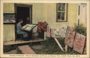 Riviere au Renard Quebec Artist Woman Blanket Vintage Postcard