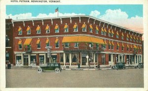 Vermont Bennington Hotel Putnam automobiles Tichnor Postcard 22-2187