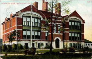 Postcard North School in Waukegan, Illinois~2503