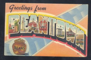 GREETINGS FROM BEANTOWN BOSTON MASSACHUSETTS VINTAGE LARGE LETTER LINEN POSTCARD