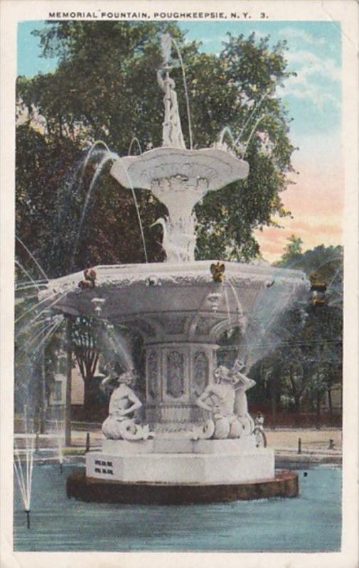 New York Poughkeepsie Memorial Fountain 1925 Curteich