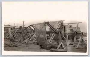 Maritime Repair Yard Dry Dock Boat Construction Wooden Vessel c1920 Postcard M36