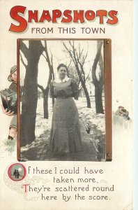 BB London E 44 Handmade Postcard Snapshots With Real Photo Of Woman Inserted