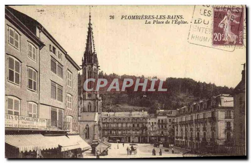 Old Postcard Plombieres Les Bains Place de L Eglise