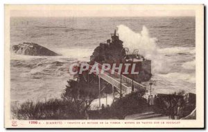 Old Postcard Biarritz Storm the Rock of the Virgin waves Effects on Boucalot