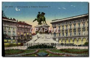 Old Postcard Milano Monument Vittorio Emanuele II