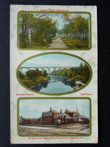 Durham SPENNYMOOR Croxdale Viaduct & Elementary School c1918 Postcard