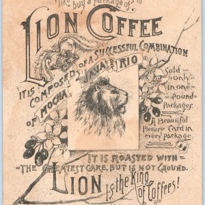 c1880s Woolson Spice Lions Coffee Midsummer Greeting Bird Hay Bale Trade Card 2L