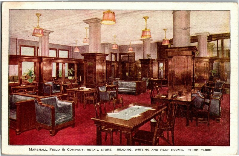 Marshall Field & Co Reading, Writing, Rest Rooms Chicago IL c1925 Postcard W36