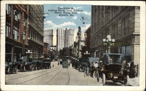 Atlanta Georgia GA Trolley Streetcar Street Scene c1910 Vintage Postcard