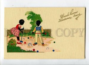 3139724 Silhouette CROQUET Vintage postcard