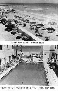 Miami Beach Florida private beach & pool Coral Reef Hotel real photo pc BB3221