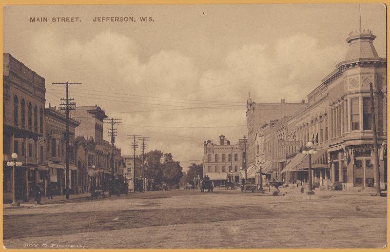 Jefferson, Wis., Main Street, Early Autos & Horses