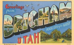 Utah Brighton Large Letters Desert Teich linen #867 1940s Postcard 22-7381