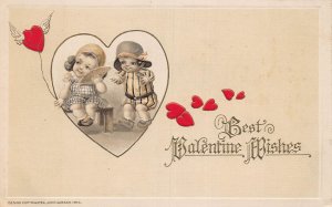 J82/ Valentine's Day Love c1910 Postcard John Winsch Heart Children 205