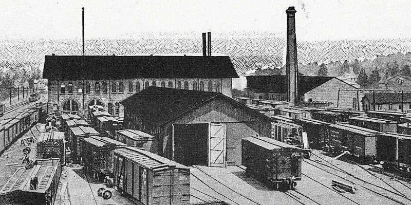 Postcard Early View of Erie Railroad Shops in Kent, OH. Reprint       R1