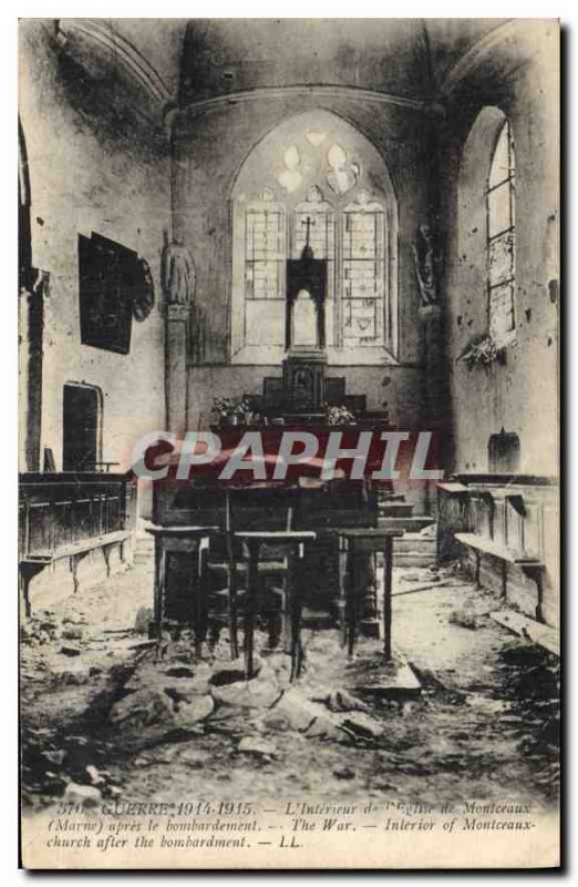 Old Postcard War 1914 1915 The Interior of the Church of Montceaux