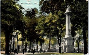 ELYRIA, OH Ohio    ELYRIA PARK & CIVIL WAR MONUMENT  1909   Postcard