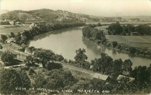 Marietta ohio View Muskingum River 1950s RPPC Photo Postcard