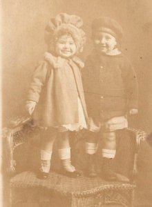 RPPC Real Photo Postcard -  Young Children   Boy With US Navy Hat  c1918