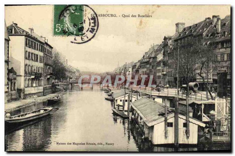 Old Postcard Strasbourg Quai des Bateliers