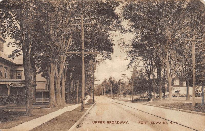 New York NY Postcard c1910 FORT EDWARD Upper Broadway Homes