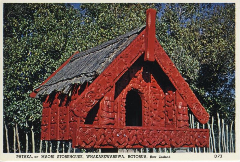 Pataka Maori Storehouse Whakarewarewa Rotorua NZ New Zealand Postcard D22