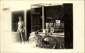 Bicycle Shop Store Owner Deland FL CT Kruse Real Photo Postcard c1920