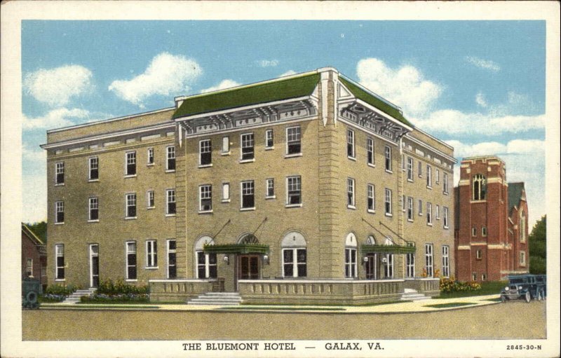 Galax VA Bluemount Hotel Linen Postcard