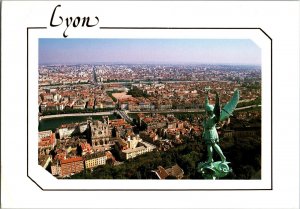 Lyon La ville vue des Tours de Notre Dame de Fourviere Vintage 1990s Postcard