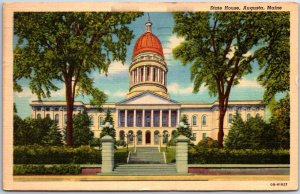 VINTAGE POSTCARD STATE HOUSE AT AUGUSTA MAINE POSTED 1954
