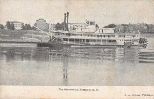 Portsmouth Ohio The Greenwood Steamship Antique Postcard J72754