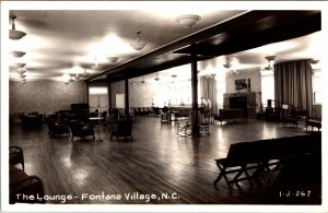 The Lounge Fontana Village North Carolina Interior Photo Vintage RPPC