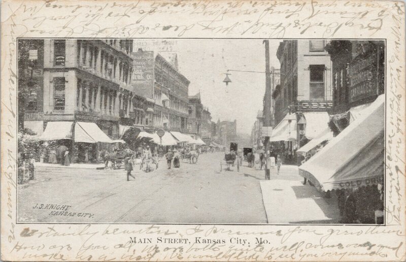 Kansas City MO Main Street JS Knight c1906 Postcard G21