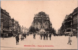 Belgium Brussels Bruxelles Place de Brouchere Vintage Postcard C083