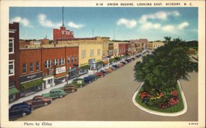 Hickory North Carolina NC Union Square Linen Vintage Postcard