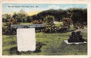 York Nebraska~City Park~Old Cannon~Cannon Balls~Flower Beds~1920s Pc