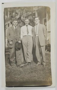 RPPC Three Handsome Men Posing for Photo Two Named Ell and Andy Postcard S7