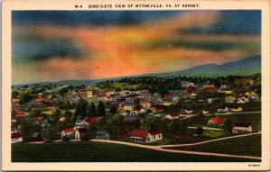 Aerial View of Wytheville VA at Sunset Vintage Postcard O58