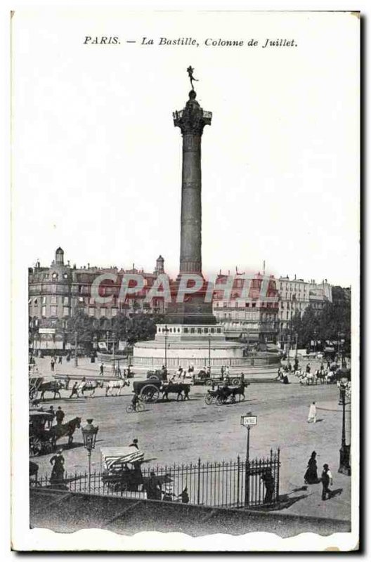 Old Postcard Paris Bastille July Column