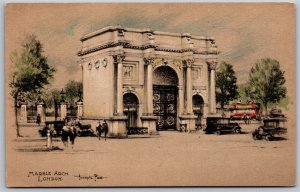 Vtg London England Marble Arch Artist Signed Joseph Pike 1910s Postcard