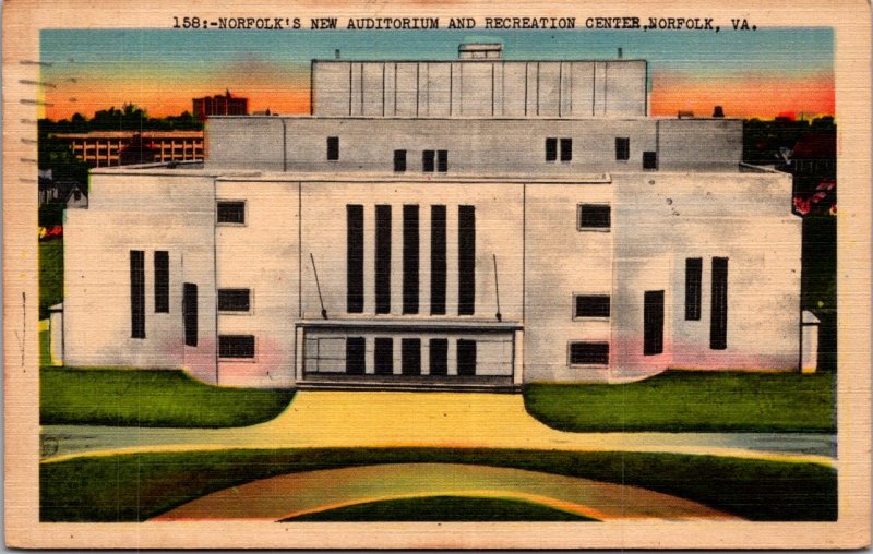 Norfolk VA Auditorium and Recreation Center brutalist architecture 1940s vtg