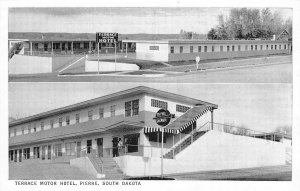 TERRACE MOTOR HOTEL Pierre, South Dakota Roadside Motel Vintage Postcard c1950s