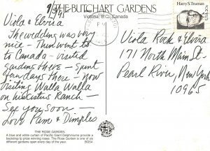 Vintage Postcard 1995 The Butchart Gardens Roses Victorian B.C. Canada